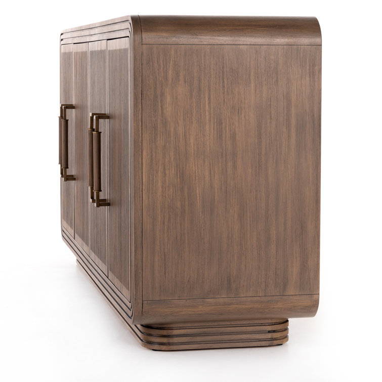 Mahogany Fluted 65'' Sideboard with Blackened Brass Pulls