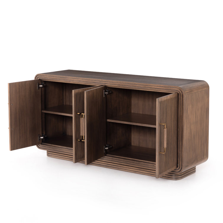 Mahogany Fluted 65'' Sideboard with Blackened Brass Pulls