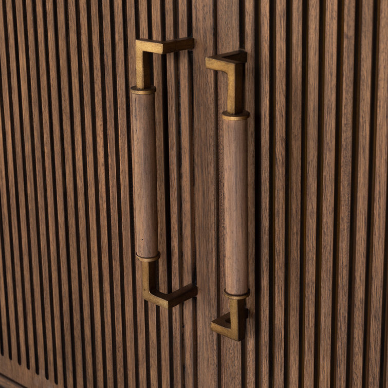 Mahogany Fluted 65'' Sideboard with Blackened Brass Pulls
