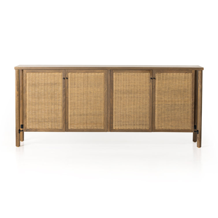 Veta 74'' Taupe Cane and Mango Wood Sideboard