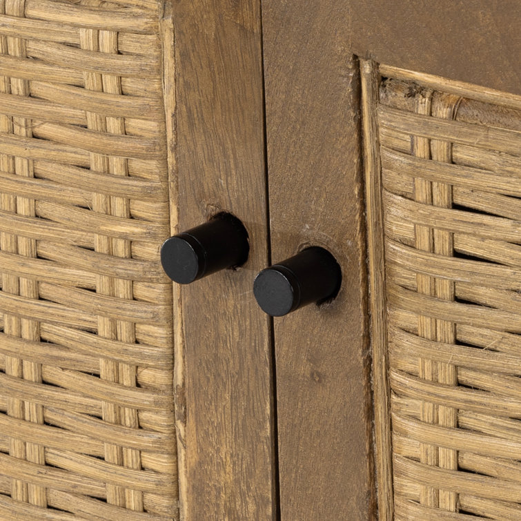 Veta 74'' Taupe Cane and Mango Wood Sideboard