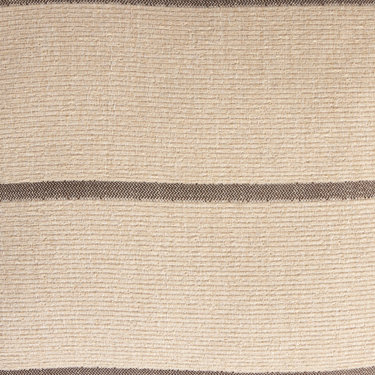 Taupe and Natural Cotton Square Fringe Throw Pillow