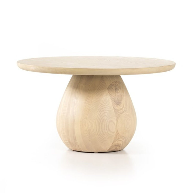 Contemporary Merla 27.5" Round Coffee Table in Natural Brown