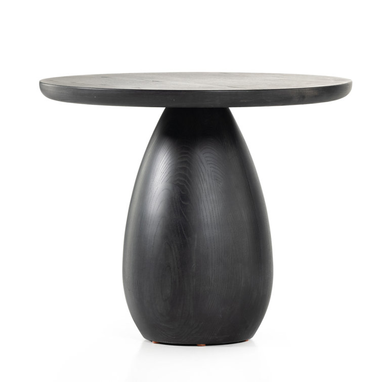 Contemporary Black Wood and Metal Round Side Table