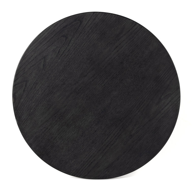 Contemporary Black Wood and Metal Round Side Table