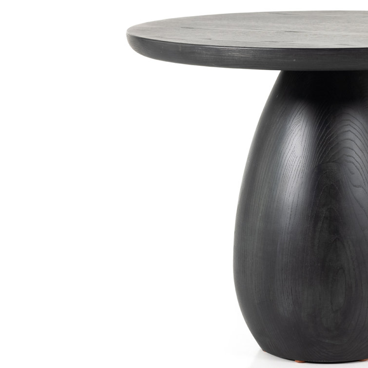 Contemporary Black Wood and Metal Round Side Table