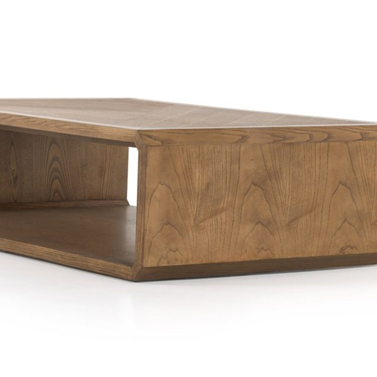 Natural Ash Rectangular Outdoor Wood Coffee Table with Storage