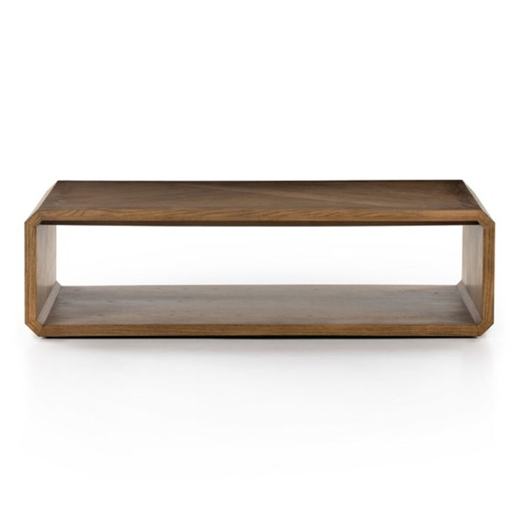 Natural Ash Rectangular Outdoor Wood Coffee Table with Storage
