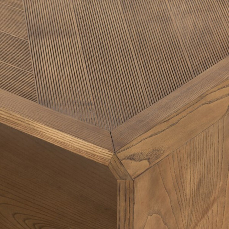 Natural Ash Rectangular Outdoor Wood Coffee Table with Storage