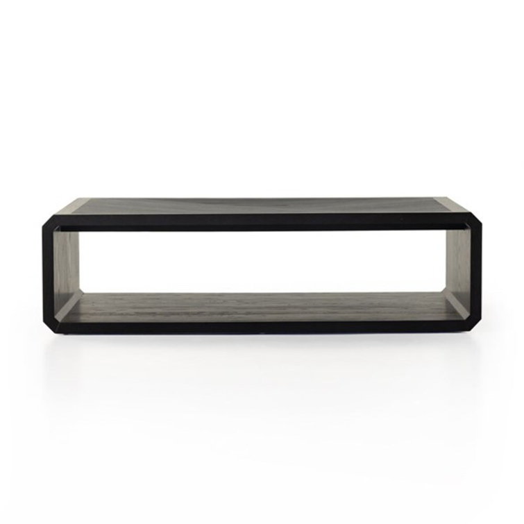 Rectangular Black Ash Wood Outdoor Coffee Table with Storage
