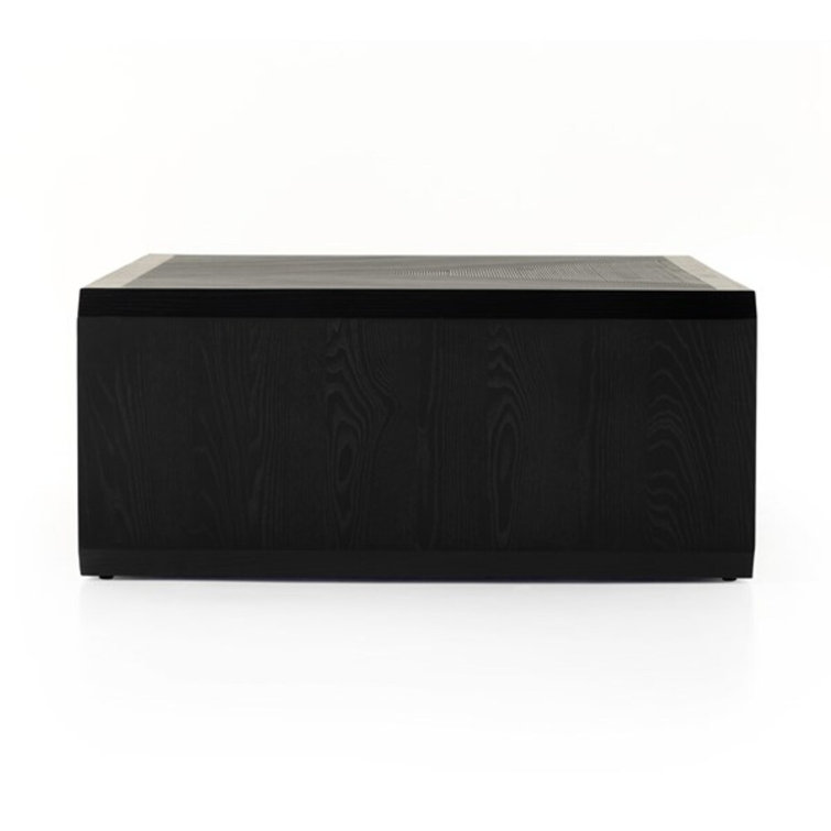Rectangular Black Ash Wood Outdoor Coffee Table with Storage