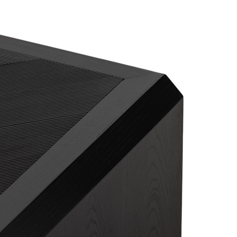 Rectangular Black Ash Wood Outdoor Coffee Table with Storage