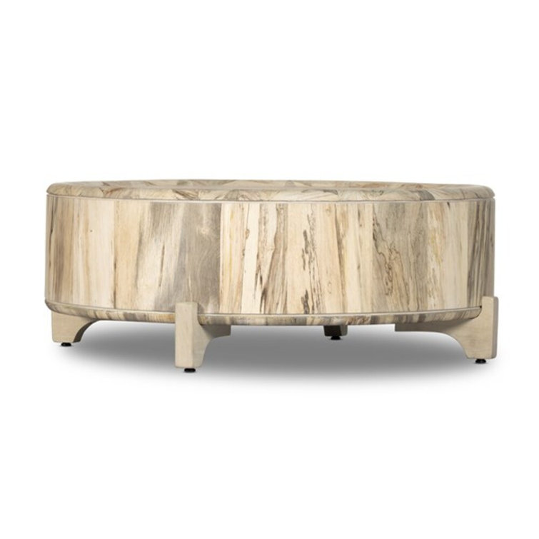 Round Mahogany Coffee Table with Storage, 44.5"