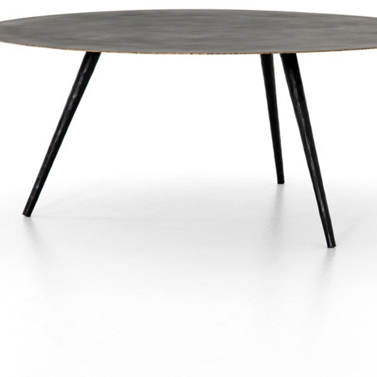 Element Collection 39" Round Black Metal Coffee Table