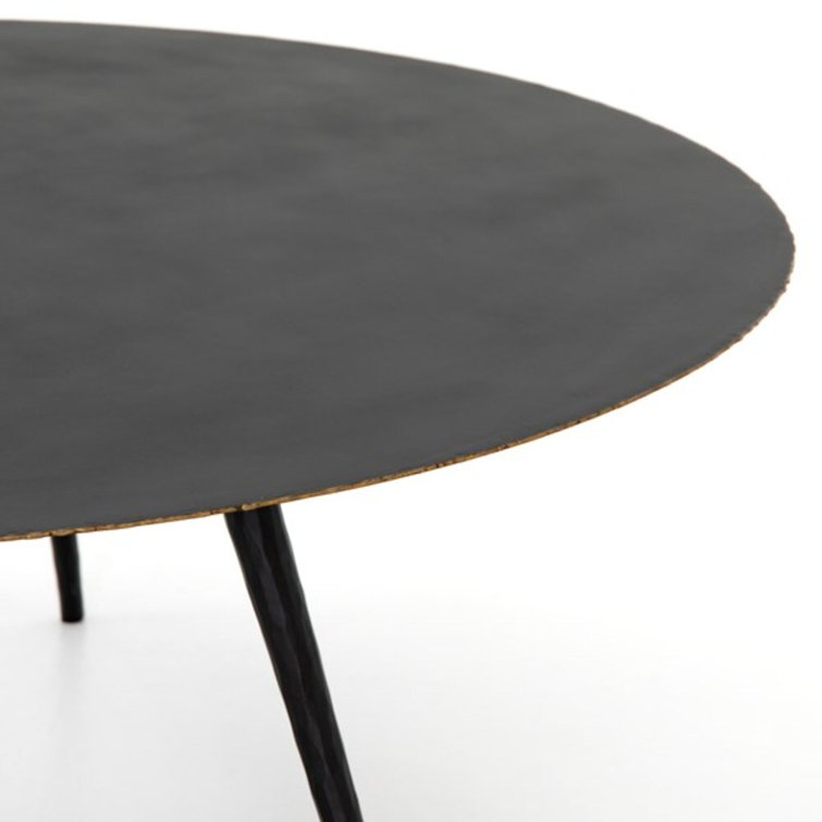 Element Collection 39" Round Black Metal Coffee Table