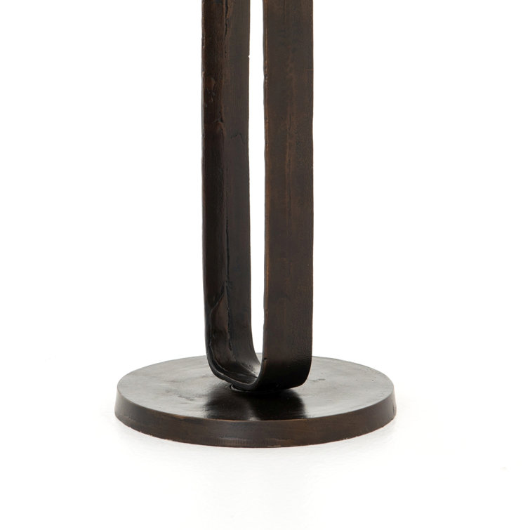Marlow Antique Rust Round Stone-Top Metal End Table