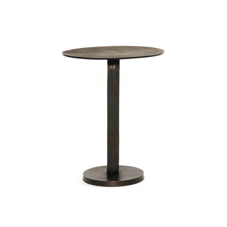 Marlow Antique Rust Round Stone-Top Metal End Table