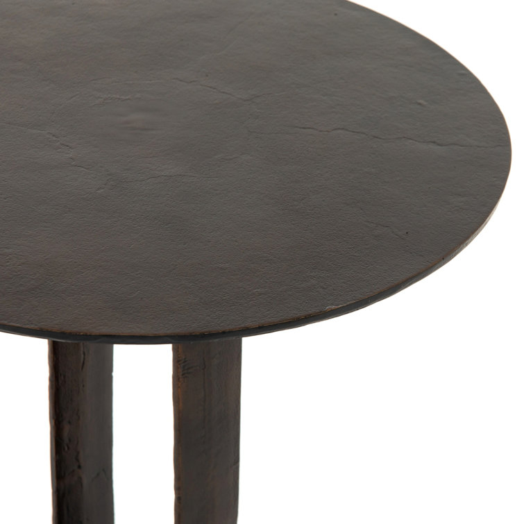 Marlow Antique Rust Round Stone-Top Metal End Table