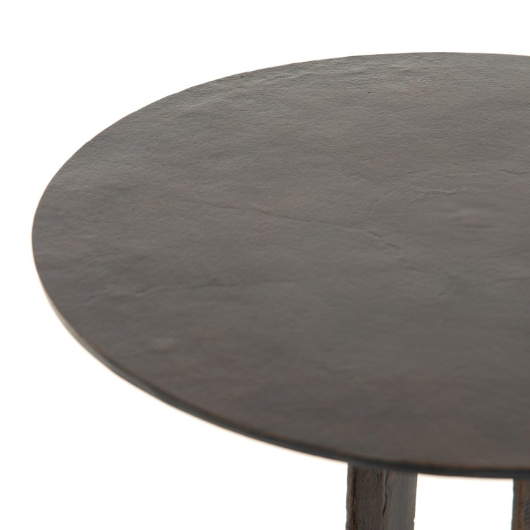 Marlow Antique Rust Round Stone-Top Metal End Table