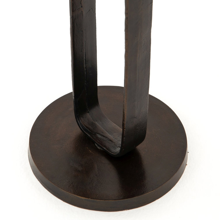 Marlow Antique Rust Round Stone-Top Metal End Table