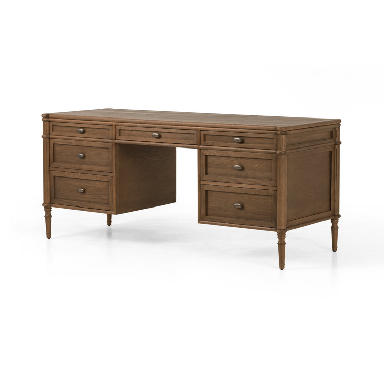Toasted Oak Executive Desk with Drawers