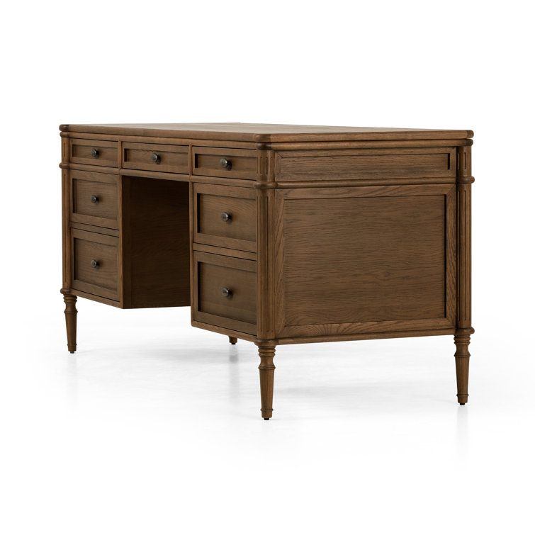 Toasted Oak Executive Desk with Drawers