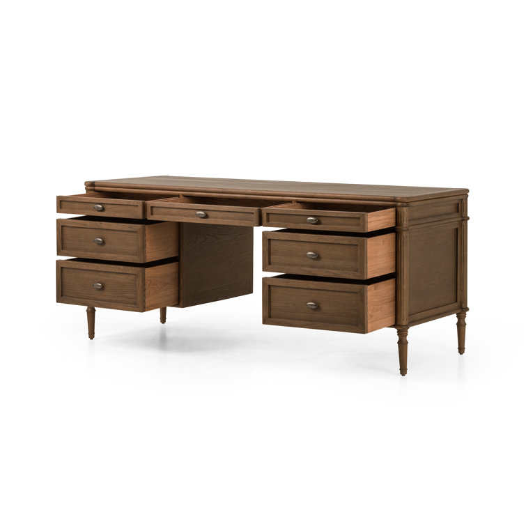 Toasted Oak Executive Desk with Drawers