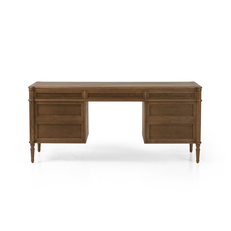 Toasted Oak Executive Desk with Drawers