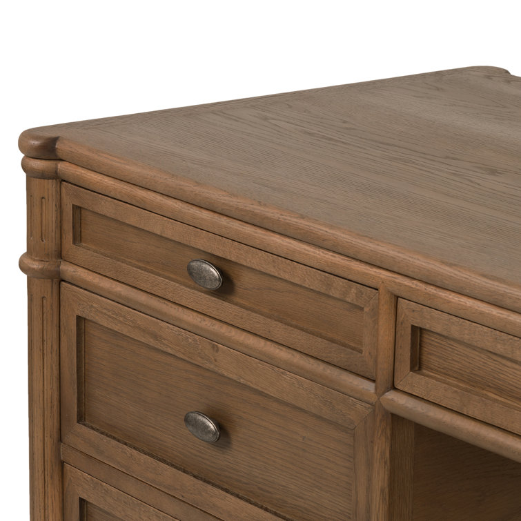 Toasted Oak Executive Desk with Drawers