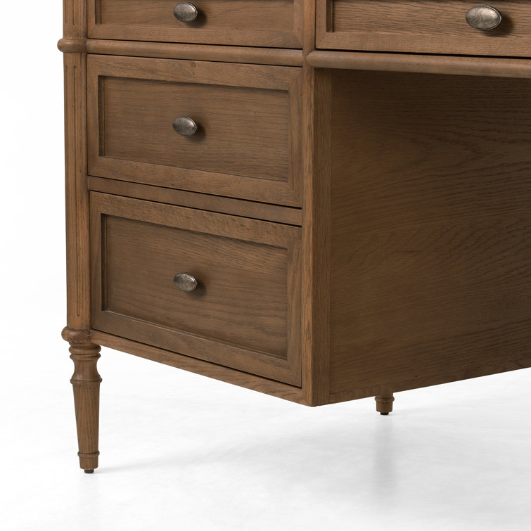 Toasted Oak Executive Desk with Drawers
