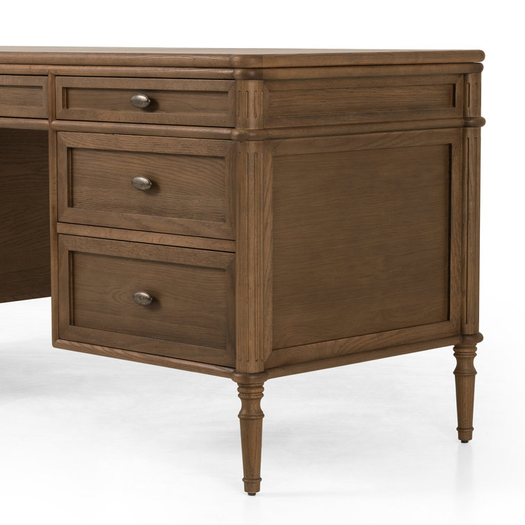 Toasted Oak Executive Desk with Drawers