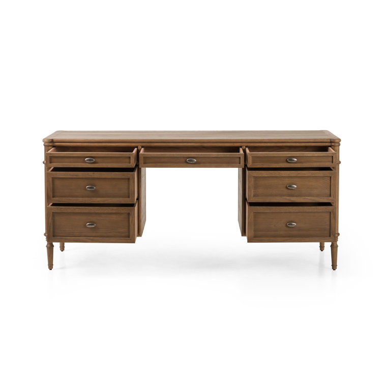 Toasted Oak Executive Desk with Drawers