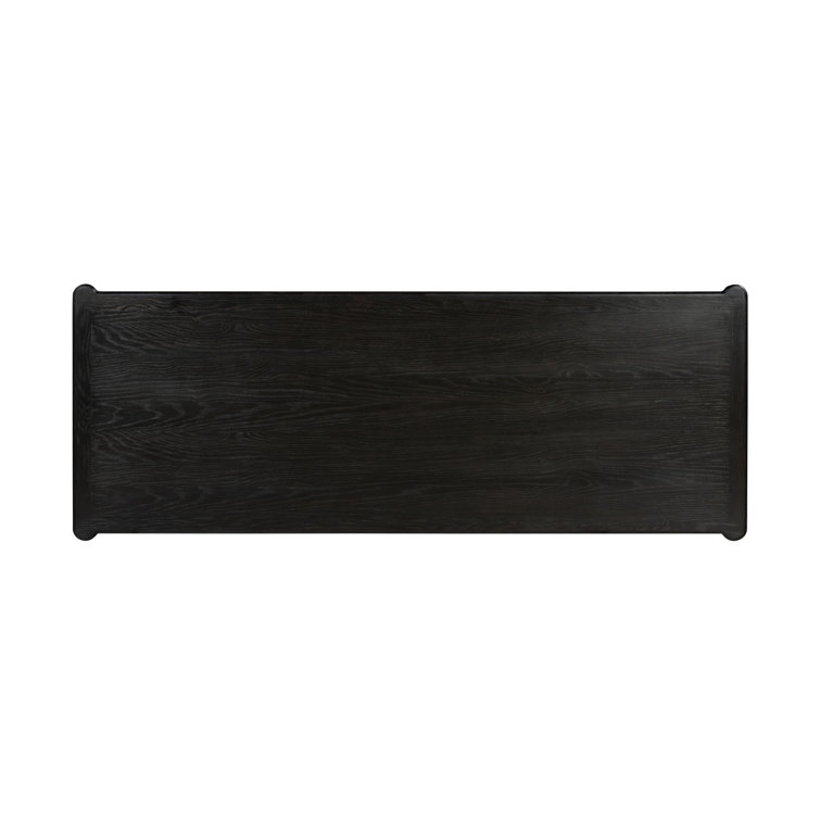 Distressed Black Solid Oak Executive Writing Desk with Drawers