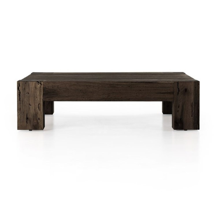 Ebony Rustic Wormwood Oak Rectangular Coffee Table with Storage