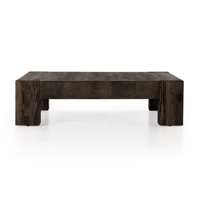 Ebony Rustic Wormwood Oak Rectangular Coffee Table with Storage