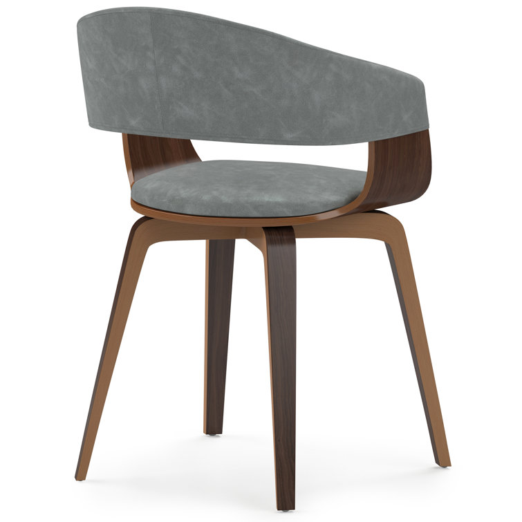 Stone Grey Faux Leather Upholstered Dining Chair with Walnut Frame