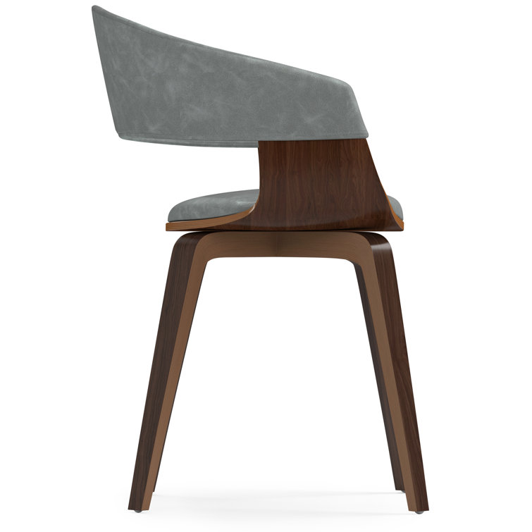 Stone Grey Faux Leather Upholstered Dining Chair with Walnut Frame