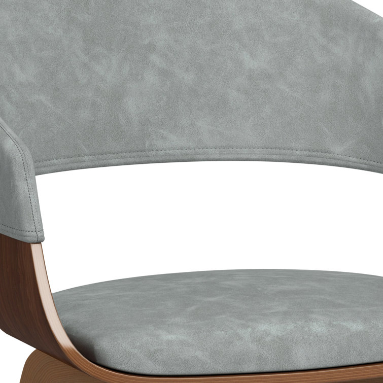 Stone Grey Faux Leather Upholstered Dining Chair with Walnut Frame