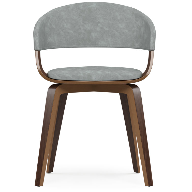 Stone Grey Faux Leather Upholstered Dining Chair with Walnut Frame