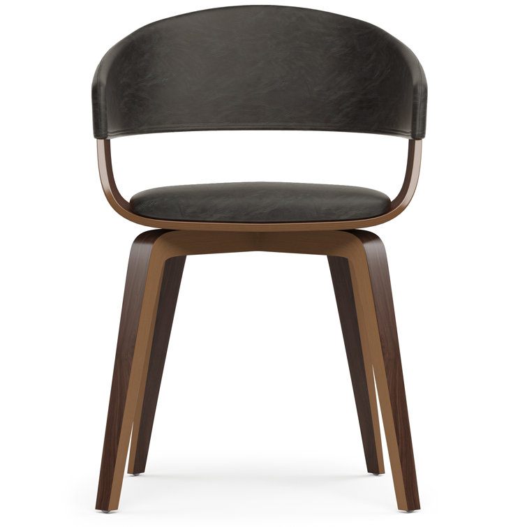Distressed Brown Faux Leather Upholstered Bentwood Dining Chair