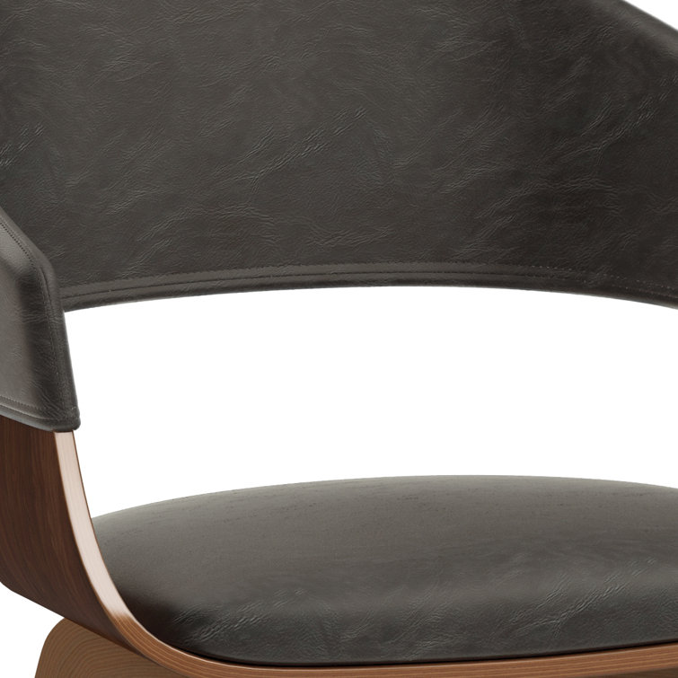 Distressed Brown Faux Leather Upholstered Bentwood Dining Chair