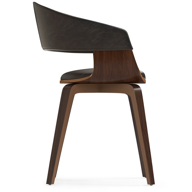 Distressed Brown Faux Leather Upholstered Bentwood Dining Chair
