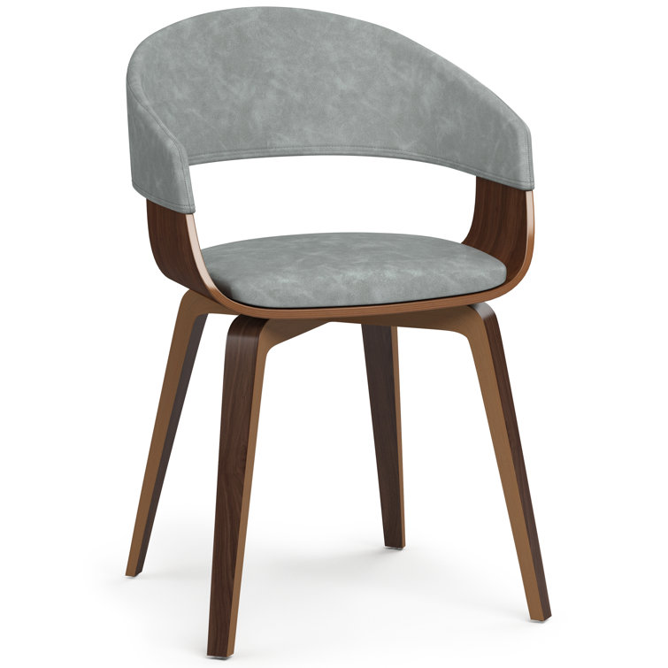Stone Grey Faux Leather Upholstered Dining Chair with Walnut Frame