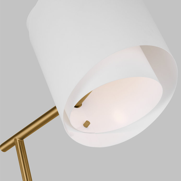 Paerero 56.75'' Burnished Brass Floor Lamp with White Shade
