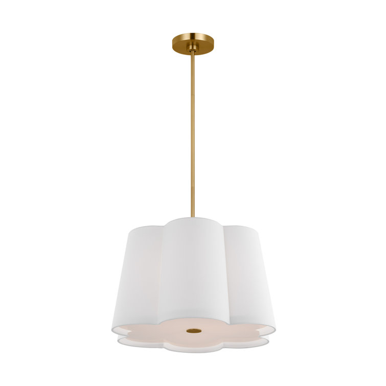 Burnished Brass 3-Light Drum Pendant with Glass Shade