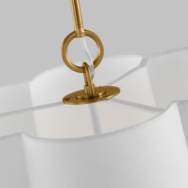 Burnished Brass 3-Light Drum Pendant with Glass Shade