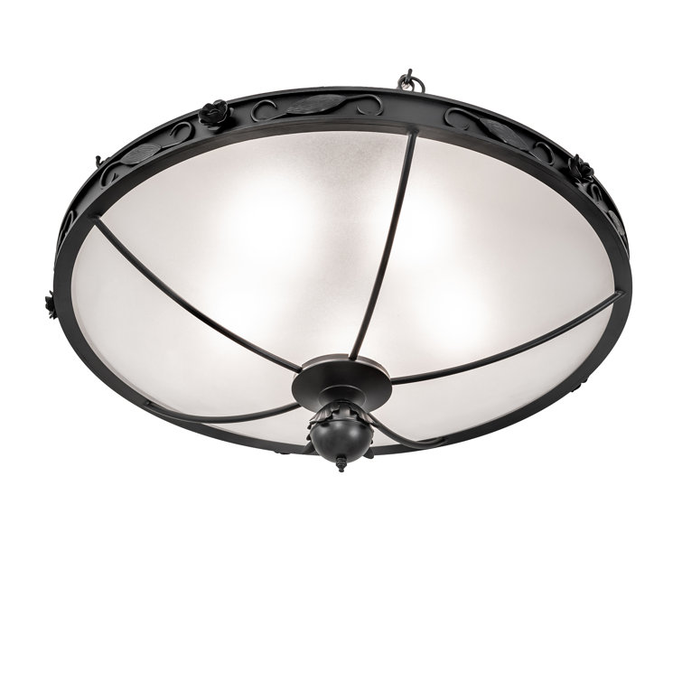 Arabesque Black and Frosted Glass 5-Light Semi-Flush Mount
