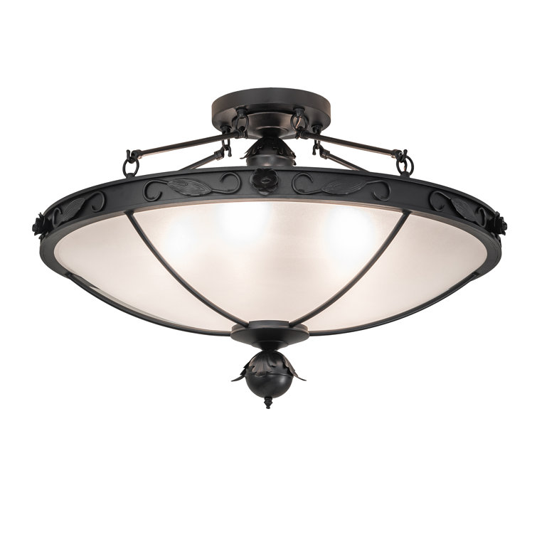 Arabesque Black and Frosted Glass 5-Light Semi-Flush Mount