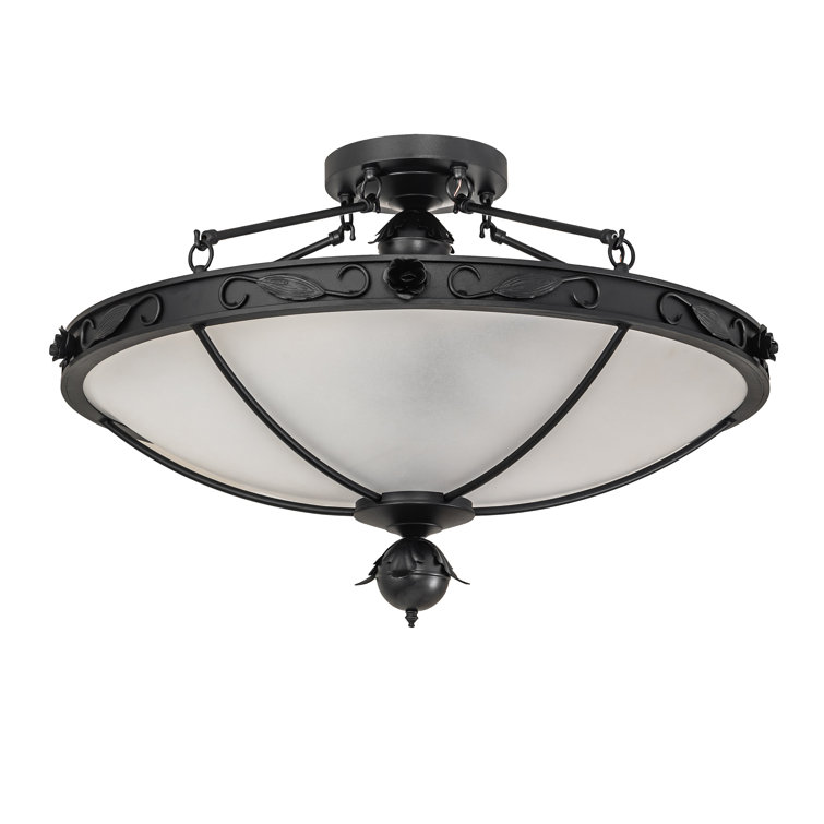Arabesque Black and Frosted Glass 5-Light Semi-Flush Mount