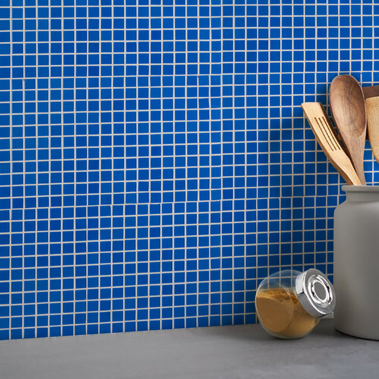 12" x 12" Polished Blue Glass Mosaic Tile